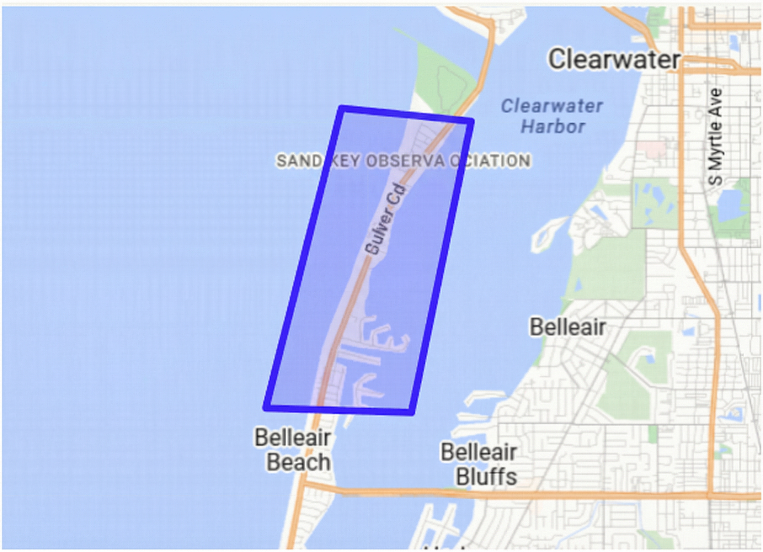 Map of Sand Key Condos Less Than $650k Search Area